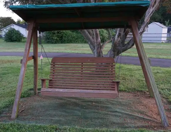 Wooden 2-person Porch Patio Stand Alone Swing w/ Canopy