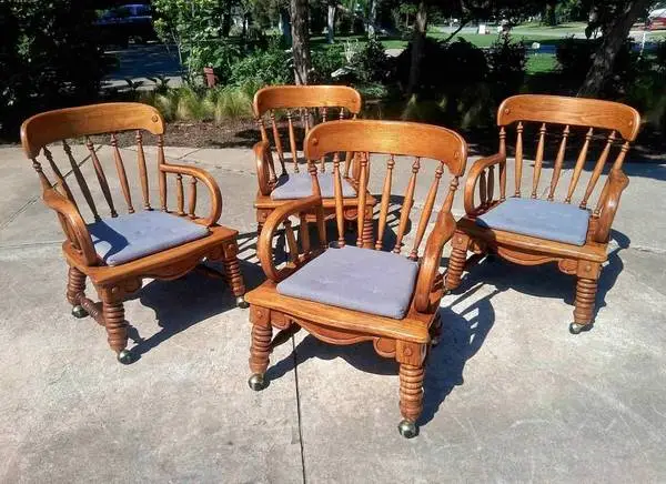 Vintage Solid Oak Lowboy Chairs