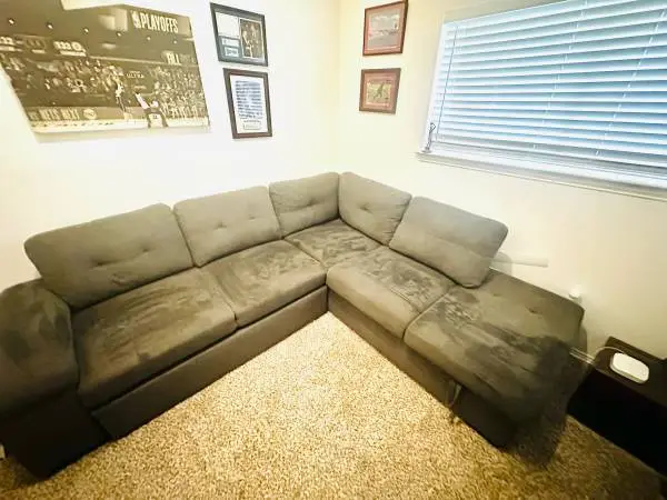 Gray Sectional Sofa with sleeper and storage chaise
