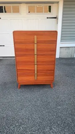Mid-Century Modern Style 5-Drawer Tallboy Dresser