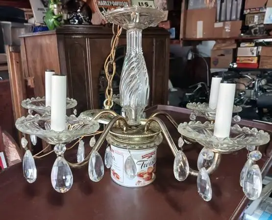 Chandelier small / 5 lamp with crystals