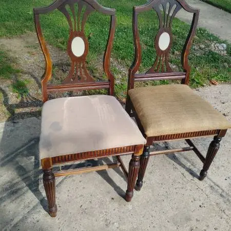 Chairs, real wood, very sturdy, great resto project, $15 for both