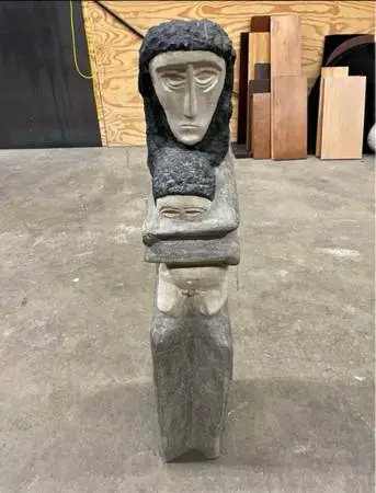 Abstract Brutalist Stone Sculpture singed HAP.R