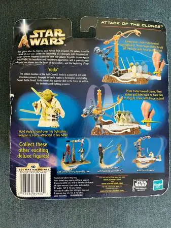 star wars yoda w/ force powers in package 2002