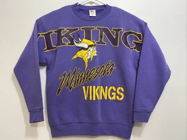 1994 NFL Minnesota Vikings Sz XL Purple Yellow Crew Sweater HUGE LOGO