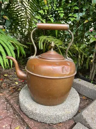 Antique/Vintage Large Copper & Brass Gooseneck Teapot Tea Kettle