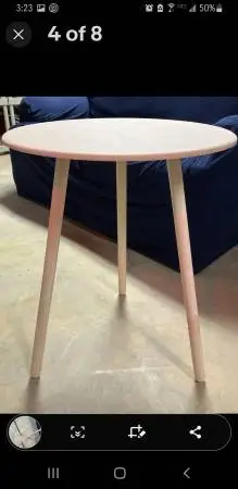 2 Round 3 Leg Side Tables with Glass Tops and Ivory Linen Skirts
