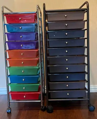 2 pieces Seville Classics 10 Drawer Cart