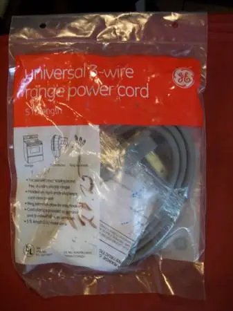 GE 3-Wire Range Power Cord #WX09X10007, New!