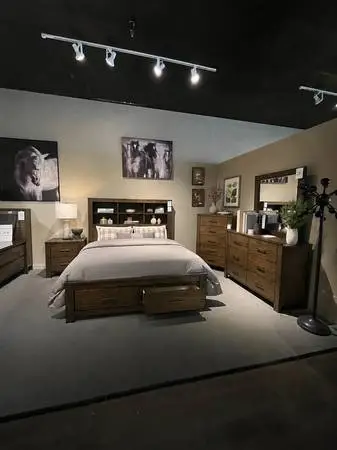 4 Piece Queen Storage Bed with Bookcase Headboard & Drawers
