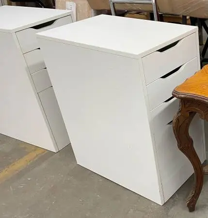 Pair of IKEA ALEX Drawer Units with Drop File Storage – White