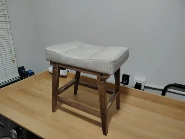 Brand New Saddle Seat Vanity Stool with Wood Legs (supports 300 pound)