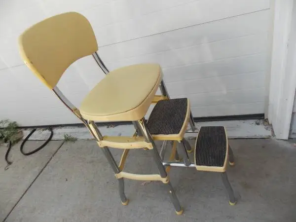 Cosco Retro Counter Chair and Step Stool Yellow 150.00 Value