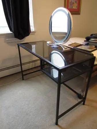 Metal & Glass Makeup Table, Mirror with Light