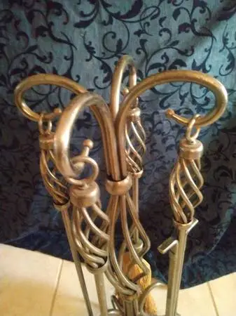 EXTRA NICE GOLD SWIRL TWISTING FIREPLACE tools set for sale