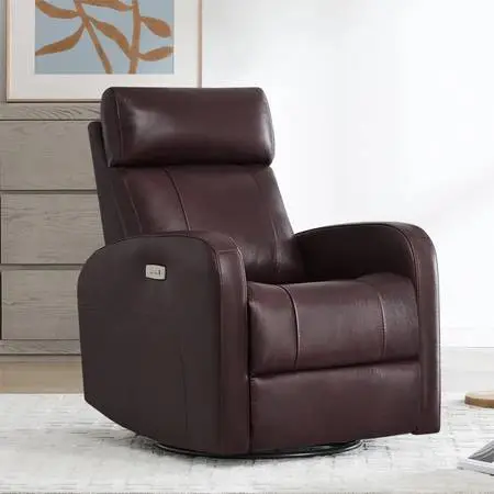 Genuine Leather Swivel Power Recliner - $1000 value