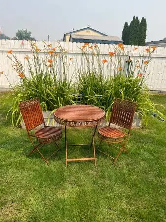 Parlor table and two chairs, Teak wood, indoor or out door