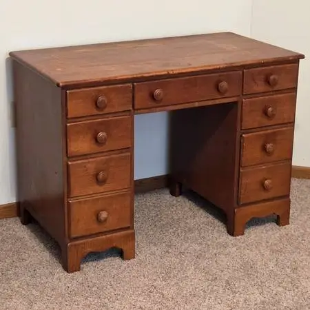 Vintage Desk - 1940s - Solid Maple - Dovetailed Drawers, FREE