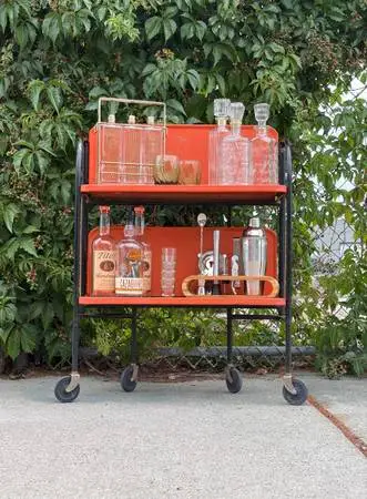 Vintage MCM Folding Tea Bar Cart