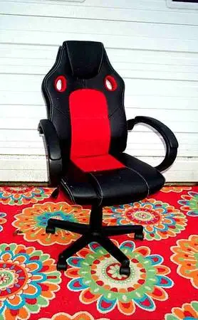 DESK CHAIR Red Black Gaming Rolling Seat Adjustable Height Cushioned