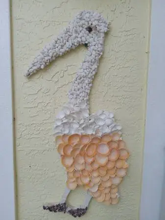 LARGE 32 HIGH SHELL BIRD WALL HANGING