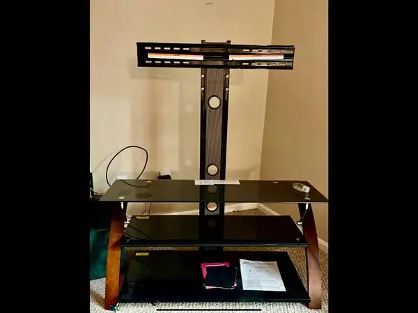 Z-Line 3 Tier Black Glass TV Stand