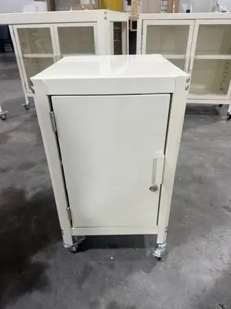 White  Rolling Metal locker Storage Side End Table Brand New