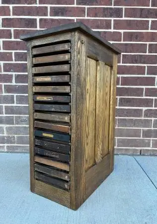 Antique Oak 15 Drawer Typeset Hamilton Cabinet