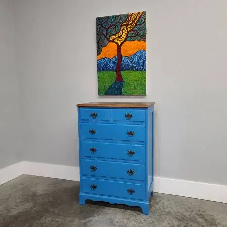 Vintage Solid Wood Refinished Dresser.