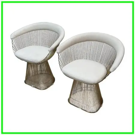 New Eternity Modern Platner Style Arm Chairs, Pair