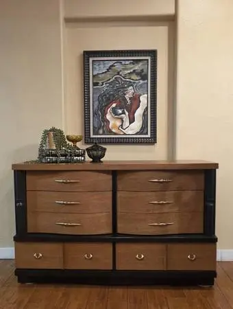 Newly Refinished Long Modern Design Dresser