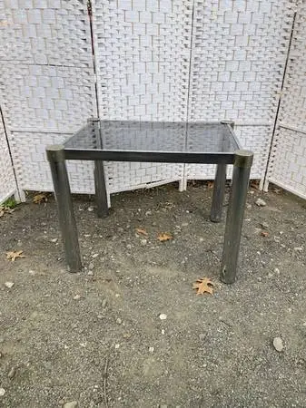 Vintage mid century modern chrome and smoked glass end table