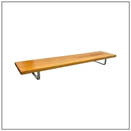 French Low Wood Table + Chrome Supports