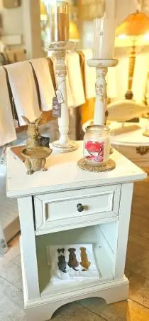 Distressed White Side Table