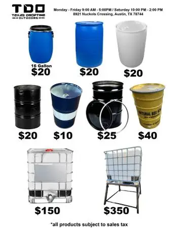 Barrels For Sale! Plastic, Metal, Big or Small!