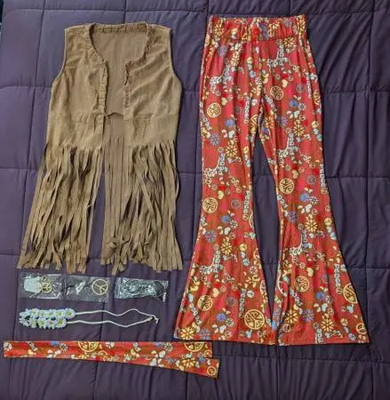 Womens 60s 70s Hippie Costume Set - Size Small / Medium