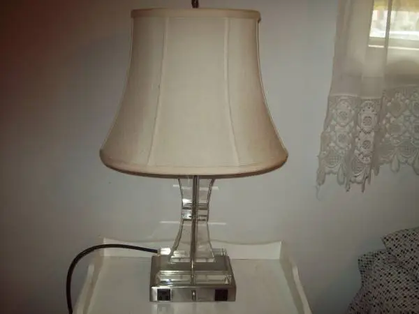 MCM-Lucite Lamp With Silk Shade-Extra Front 2 Plugs-Unique/Handy!