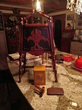 Antique Lined Wooden Smoking Stand