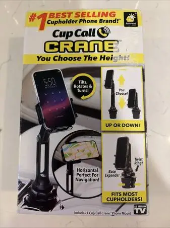 Car Cupholder Phone Mount. Adjustable height, tilt, rotate. Like new