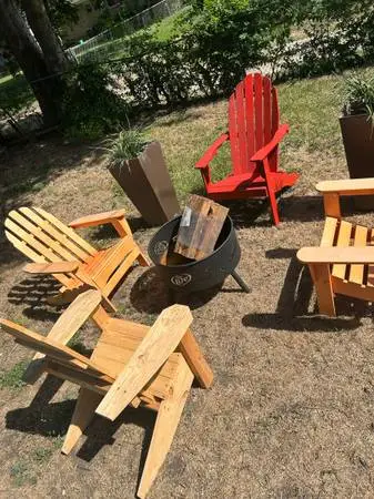 Colorful setoutdoor patio furniture Adirondack chairs and Dallas Cowboys Miller
