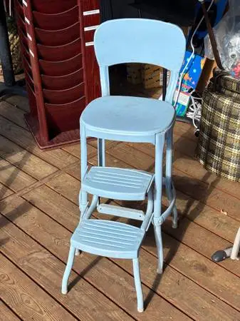 ALL METAL COSCO COMBO CHAIR AND STEPPING STOOL