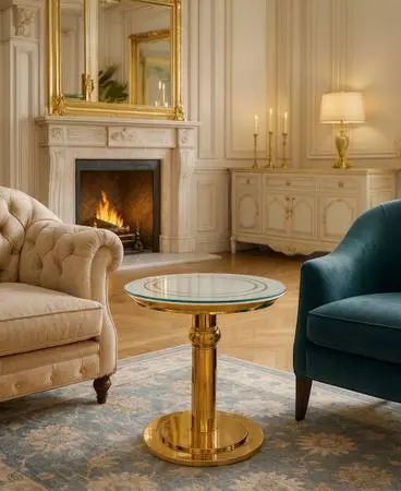 Luxury Gold Round End Table – NEW