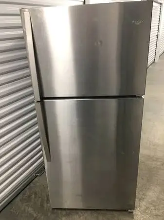 FREE DROP OFF - WHIRLPOOL 18 CU. FT. TOP FREEZER REFRIGERATOR SILVER