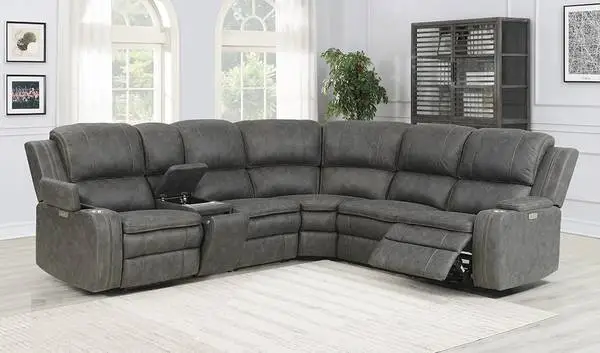 New power reclining sectional - pillowtop seats, cupholders & storage