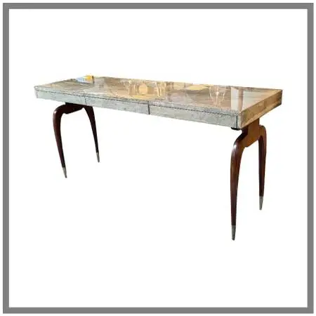 Luxurious Desk With Granite Laminate + Walnut Legs