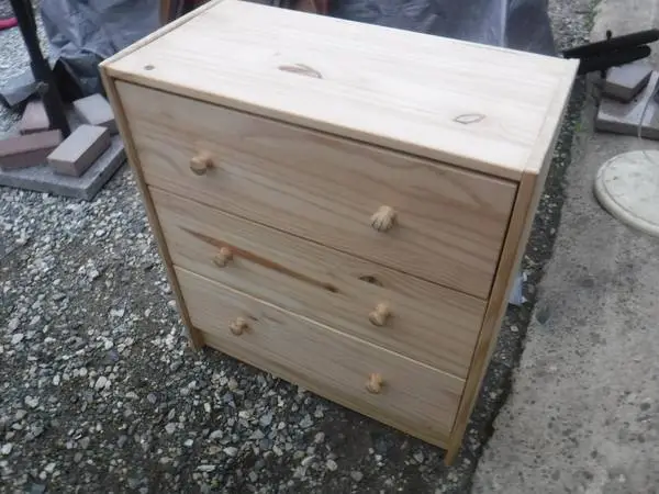 3 Drawer Dresser Natural Pine Wood