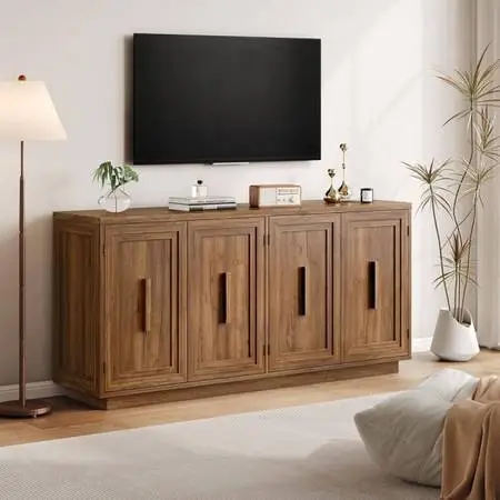 63 Inch Sideboard Buffet Cabinet with Storage, Large Coffee Bar Cabinet with 4 D