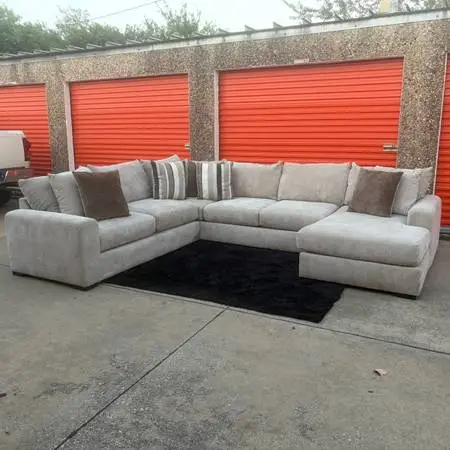 Beige U-Shaped Sectional Couch - FREE DELIVERY