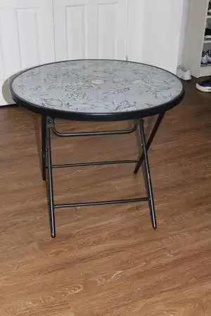 Glass Table with Flower Detail