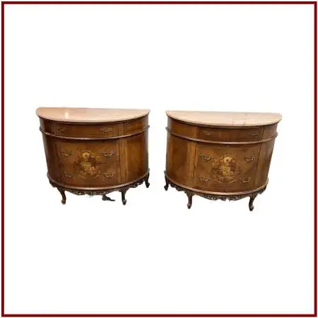 Neoclassical Semicircular Demi-lune Commodes, Pair